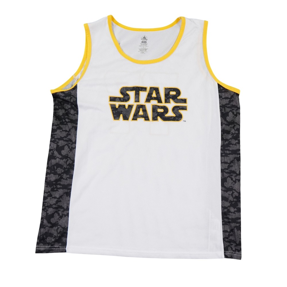 Disney Star Wars Tank Top Men Large White Mesh Rebels 77 Jersey Tank Top Camo